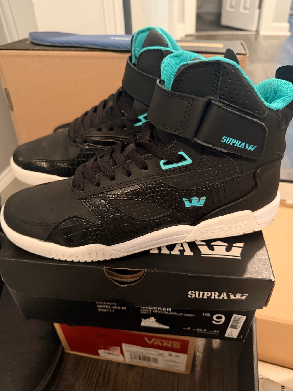 Supra Black & Teal High-Top Sneakers